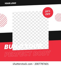Fitness gym sale discount poster social media post template
