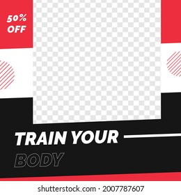 Fitness gym sale discount poster social media post template