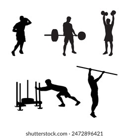 Fitness gym silhouettes , Fitness exercise silhouettes