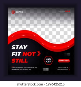 Fitness gym social media banner template. vector illustration
