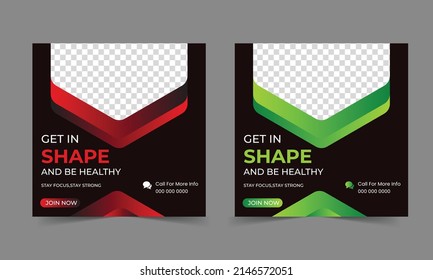 Fitness gym social media banner template set for advertisement
