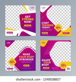 Fitness Gym Social Media Post Square Banner Template For Fitness Studio Promotion