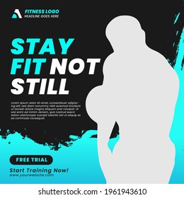 Fitness or gym social media post banner or square sport studio flyer template