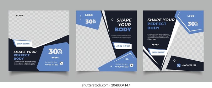 Fitness gym social media post template	