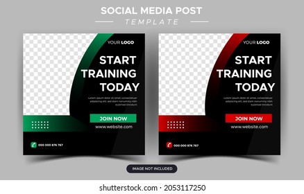 Fitness gym social media post and web banner design