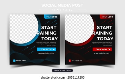 Fitness gym social media post and web banner design