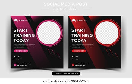 Fitness Gym Social Media Post And Web Banner Design