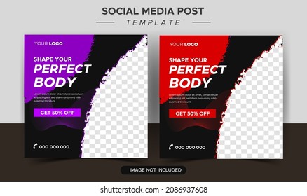 fitness gym social media post and web banner design
