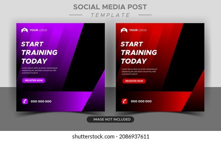 fitness gym social media post and web banner design