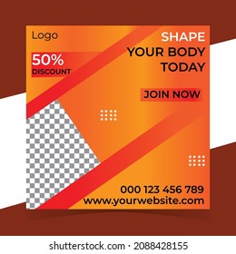 Fitness, gym social media post design