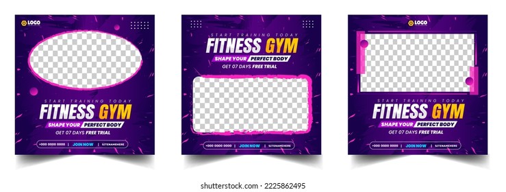 Fitness gym social media post banner template with black and orange color, gym, Workout, fitness and Sports social media post banner, fitness gym social media post banner design.