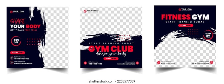 Fitness gym social media post banner template with black and red color, gym, Workout, fitness and Sports social media post banner, fitness gym social media post banner design.