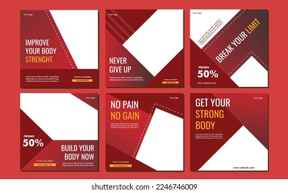 Fitness gym social media post square banner template for fitness studio promotion