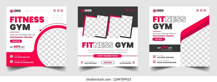 Fitness gym social media post banner template with black and red color, gym, Workout, fitness and Sports social media post banner, fitness gym social media post banner design.