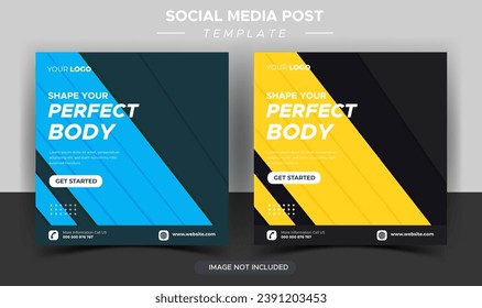 fitness gym social media post and web banner design