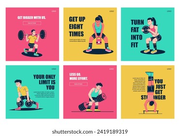 Fitness gym social media post collection template