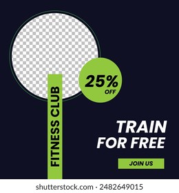 Fitness gym social media post banner template with black and green color,
