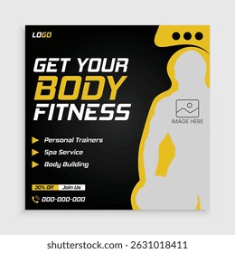 fitness and gym social media post template design.