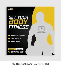 fitness and gym social media post template design.
