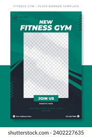 Fitness Gym Sport black green flyer poster banner template design, event promotion vector