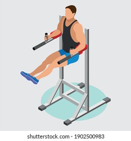 Fitness gym sport club vector icons athlete and sport activity body tools equipment.
Fitness man and woman doing exercise. Workout girl and guy vector  illustration isolated on a white background.
