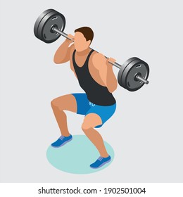 Fitness gym sport club vector icons athlete and sport activity body tools equipment.
Fitness man and woman doing exercise. Workout girl and guy vector  illustration isolated on a white background.