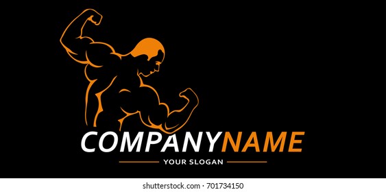 Fitness Gym Sport Man. Vector Logo. Vector illustration.