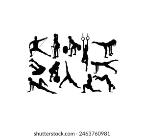 Fitness and Gym Sport Silhouettes, art vector design
