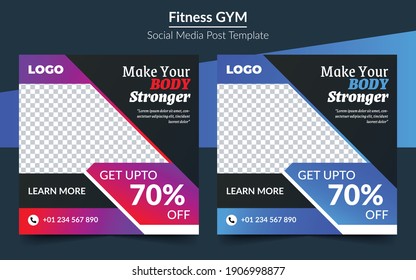 fitness gym square promotion social media banner