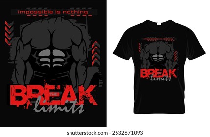 fitness gym t shirt design, body building creative t-shirt vector illustration  