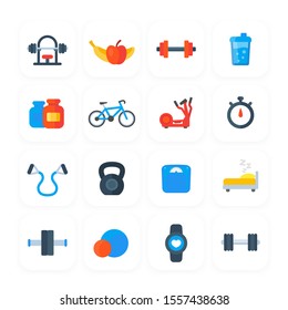 Fitness, gym and training icons