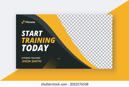Fitness gym video thumbnail and web banner