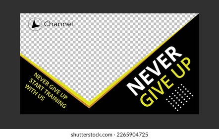 Fitness gym video thumbnail and web banner. Fully Editable video thumbnail design for opening video tutorials. Customizable thumbnail for live workshop business and webinar. web banner template.