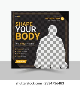 Fitness, Gym, Workout, Exercise, Sports Social Media Post Design.