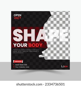 Fitness, Gym, Workout, Exercise, Sports Social Media Post Design.