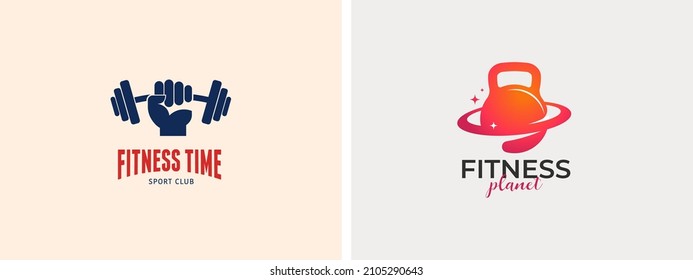 Fitness, Gym, workout and personal trainer logo. Trendy modern style symbol and icon