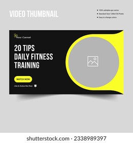 Fitness gym workout social media web banner or video thumbnail template, customizable vector eps 10 file format