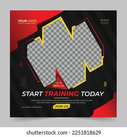 Fitness gym workout sports yoga social media post and web banner design for digital marketing company.