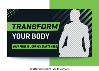 Fitness gym and workout video thumbnail and  cover template, web banner vector concept, trendy design, modern look, fitness challenges