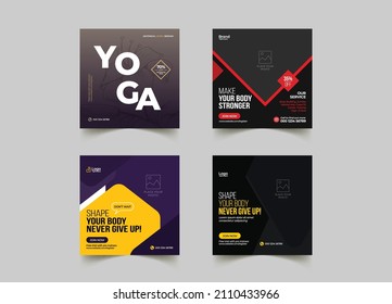 fitness gym yoga social media post banner template