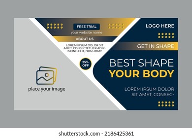 Fitness Gym Youtube Thumbnail Template Design.gym Fitness Training Class Thumbnail Design For Any Videos. Video Cover Photo Template For Social Media 