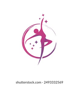 Fitness Gymnastic Logo Silhouette Sport Vector Pro Vector. Gymnastics center logo design templates