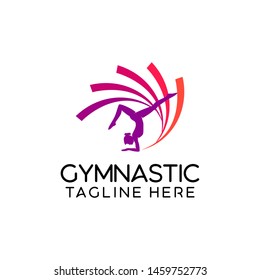 Fitness Gymnastic Logo Silhouette Sportswoman Tempalte Vector