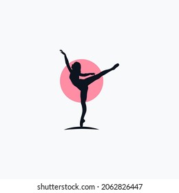 Fitness Gymnastic Logo Silhouette Sportswoman Vector