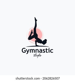 Fitness Gymnastic Logo Silhouette Sportswoman Vector