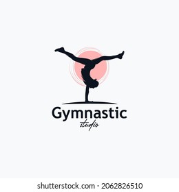 Fitness Gymnastic Logo Silhouette Sportswoman Vector