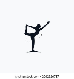 Fitness Gymnastic Logo Silhouette Sportswoman Vector