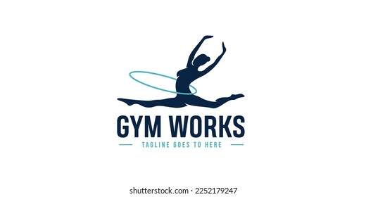 Fitness Gymnastic Logo Silhouette Sportswoman Vector design illustration