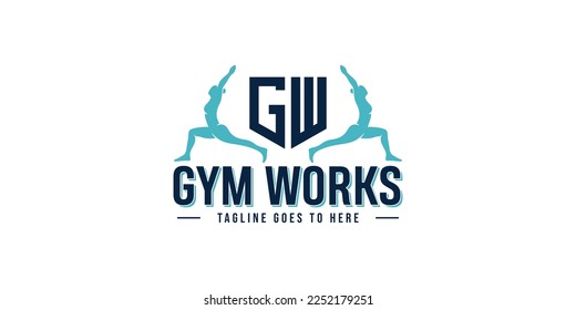 Fitness Gymnastic Logo Silhouette Sportswoman Vector design illustration