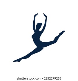 Fitness Gymnastic Logo Silhouette Sportswoman Vector design illustration